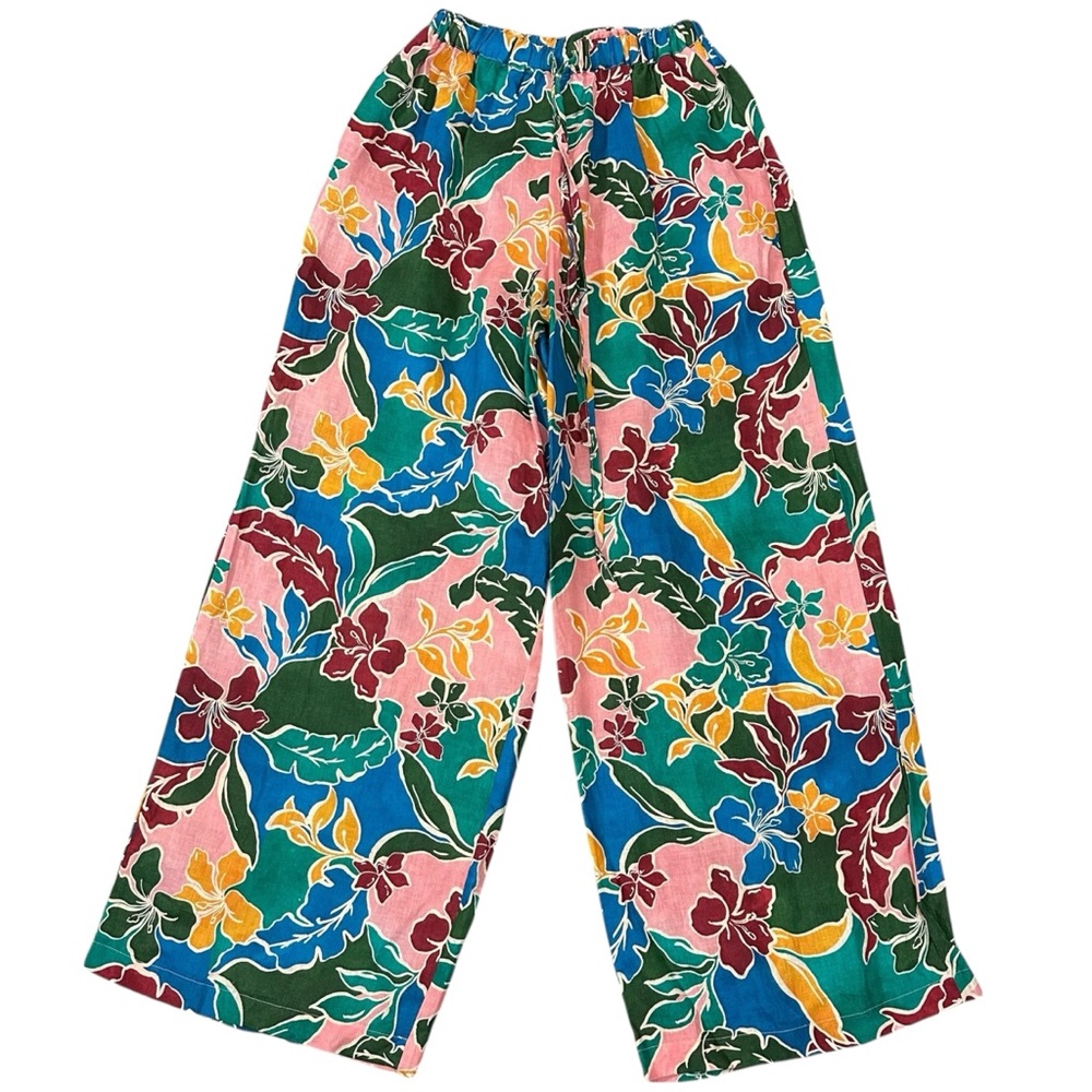 Stone Fox Swim X Free People Gita Linen Pants in Fiesta Floral XS Wide Leg NEW